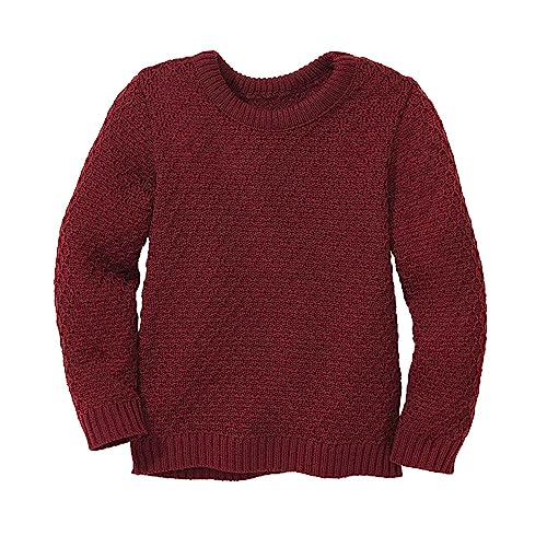 Disana Aran-Pullover, 100% Bio-Merinowolle GOTS, IVN Best | besonders warm | Kleinkind Kind Unisex | Made in Germany | Cassis Gr. 110-116 von Disana