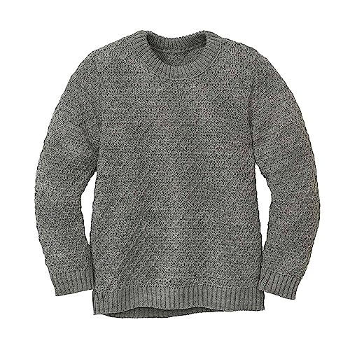 Disana Aran-Pullover, 100% Bio-Merinowolle GOTS, IVN Best | besonders warm | Kleinkind Kind Unisex | Made in Germany | Grau Gr. 110-116 von Disana