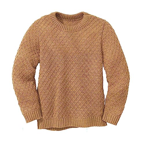 Disana Aran-Pullover, 100% Bio-Merinowolle GOTS, IVN Best | besonders warm | Kleinkind Kind Unisex | Made in Germany | Karamell Gr. 122-128 von Disana