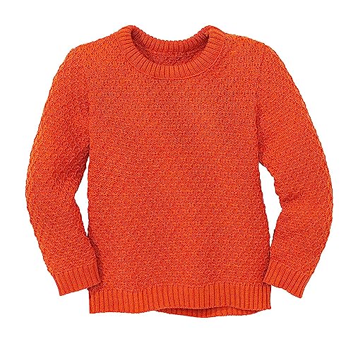 Disana Aran-Pullover, 100% Bio-Merinowolle GOTS, IVN Best | besonders warm | Kleinkind Kind Unisex | Made in Germany | Orange Gr. 110-116 von Disana