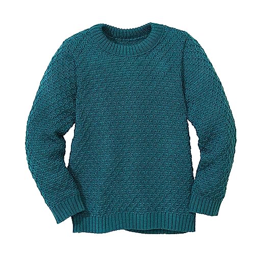 Disana Aran-Pullover, 100% Bio-Merinowolle GOTS, IVN Best | besonders warm | Kleinkind Kind Unisex | Made in Germany | Pacific Gr. 110-116 von Disana