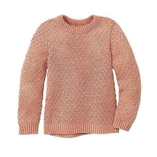 Disana Aran-Pullover Kinder - 100% Bio-Merino – atmungsaktiv & kuschelig warm - Unisex Gr. 86-140 - nachhaltig & fair - ideal für kalte Tage Dank fluffigem Strick - Made in Germany | Rosé Gr. 110-116 von Disana