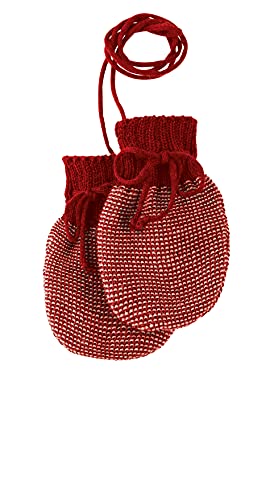 Disana STRICK-HANDSCHUHE, 100% Bio-Merinowolle GOTS, IVN Best | mit gestrickter Kordel | Newborn Neugeborene Baby Unisex | Baby Erstausstattung | Made in Germany | Bordeaux-Rosé von Disana