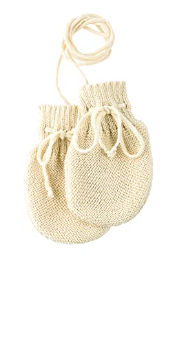 Disana STRICK-HANDSCHUHE, 100% Bio-Merinowolle GOTS, IVN Best | mit gestrickter Kordel | Newborn Neugeborene Baby Unisex | Baby Erstausstattung | Made in Germany | Natur von Disana