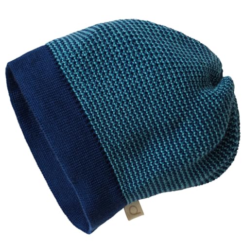 Disana Beanie, 100% Bio-Merinowolle GOTS, IVN Best | Besonders weiche Strickmütze | Baby Kleinkind Kind Unisex | Made in Germany | Marine-Lagoon Gr. 2 von Disana