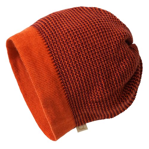 Disana Beanie Baby, Kind - 100% Bio-Merino – atmungsaktiv, bequem & weich - Unisex 42-54 cm – nachhaltig & fair – angenehme Wärme, Kopf an - Made in Germany | Orange-Cassis Gr. 2 von Disana