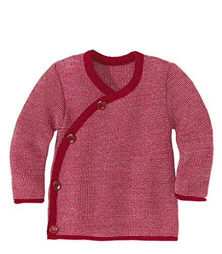 Disana MELANGE-JACKE, 100% Bio-Merinowolle GOTS, IVN Best | mit Wickelverschluss | Newborn Baby Kleinkind Kind Unisex | Made in Germany | Bordeaux-Rosé Gr. 98-104 von Disana