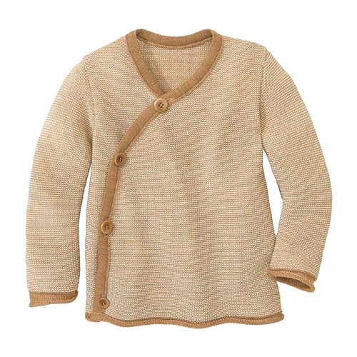 Disana MELANGE-JACKE, 100% Bio-Merinowolle GOTS, IVN Best | mit Wickelverschluss | Newborn Baby Kleinkind Kind Unisex | Made in Germany | Karamell-Natur Gr. 50-56 von Disana