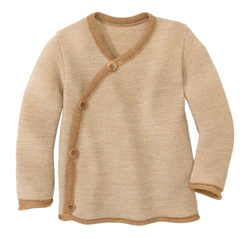 Disana Melange-Jacke Baby & Kleinkind - 100% Bio-Merino – atmungsaktiv, warm & weich, Unisex Gr. 50-104 - nachhaltig & fair – mit Wickelverschluss - Made in Germany | Karamell-Natur Gr. 74-80 von Disana