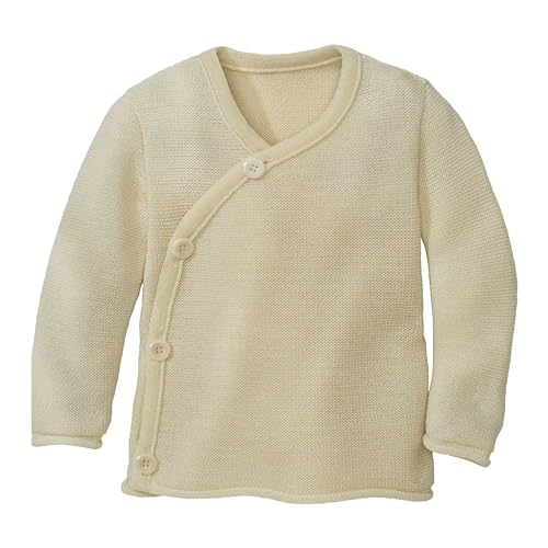 Disana MELANGE-JACKE, 100% Bio-Merinowolle GOTS, IVN Best | mit Wickelverschluss | Newborn Baby Kleinkind Kind Unisex | Made in Germany | Natur Gr. 50-56 von Disana