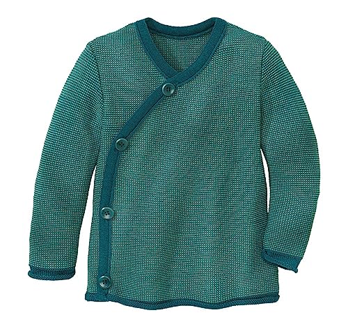 Disana MELANGE-JACKE, 100% Bio-Merinowolle GOTS, IVN Best | mit Wickelverschluss | Newborn Baby Kleinkind Kind Unisex | Made in Germany | Pacific-Mint Gr. 50-56 von Disana