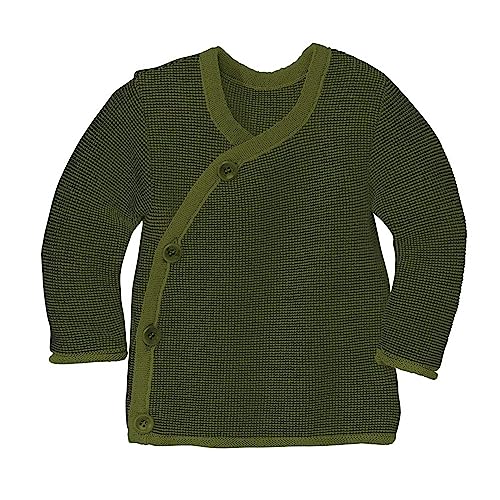 Disana Melange-Jacke Baby & Kleinkind - 100% Bio-Merino – atmungsaktiv, warm & weich, Unisex Gr. 50-104 - nachhaltig & fair – mit Wickelverschluss - Made in Germany | Oliv-Anthrazit Gr. 98-104 von Disana
