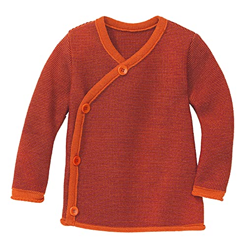 Disana MELANGE-JACKE, 100% Bio-Merinowolle GOTS, IVN Best | mit Wickelverschluss | Newborn Baby Kleinkind Kind Unisex | Made in Germany | Orange-Bordeaux Gr. 50-56 von Disana