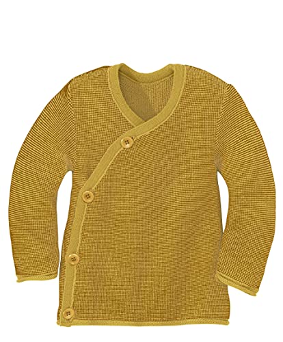 Disana MELANGE-JACKE, 100% Bio-Merinowolle GOTS, IVN Best | mit Wickelverschluss | Newborn Baby Kleinkind Kind Unisex | Made in Germany | Curry-Gold Gr. 50-56 von Disana