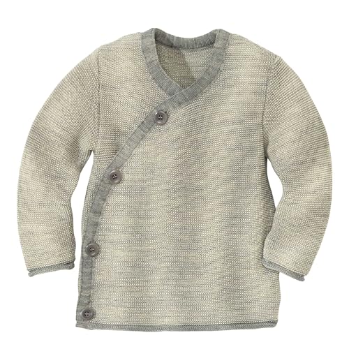 Disana MELANGE-JACKE, 100% Bio-Merinowolle GOTS, IVN Best | mit Wickelverschluss | Newborn Baby Kleinkind Kind Unisex | Made in Germany | Grau-Natur Gr. 86-92 von Disana