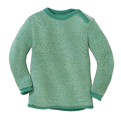 Disana Melange-Pullover, 100% Bio-Merinowolle GOTS, IVN Best | mit Knopfverschluss am Kragen | Baby Kleinkind Kind Unisex | Made in Germany | Mint-Natur Gr. 50-56 von Disana