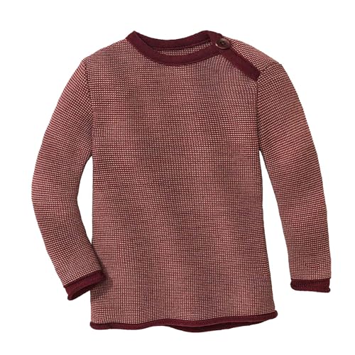 Disana Melange-Pullover, 100% Bio-Merinowolle GOTS, IVN Best | mit Knopfverschluss am Kragen | Baby Kleinkind Kind Unisex | Made in Germany | Cassis-Rosé Gr. 62-68 von Disana