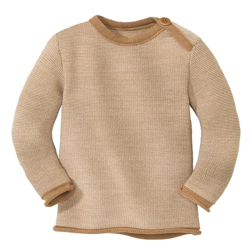 Melange-Pullover Baby & Kleinkind - 100% Bio-Merino – atmungsaktiv & warm - Unisex Gr. 50-104 - nachhaltig & fair – dehnbar mit Knopfverschluss - Made in Germany | Karamell-Natur Gr. 98-104 von Disana