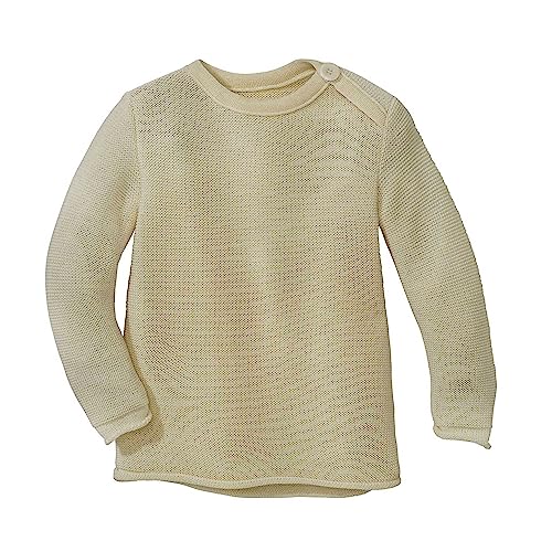 Disana Melange-Pullover, 100% Bio-Merinowolle GOTS, IVN Best | mit Knopfverschluss am Kragen | Baby Kleinkind Kind Unisex | Made in Germany | Natur Gr. 50-56 von Disana