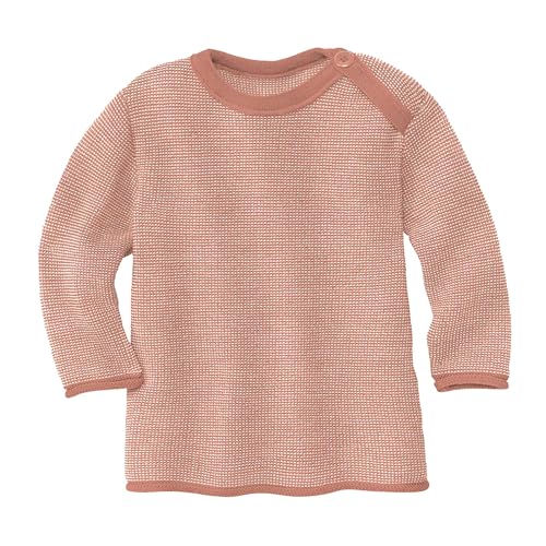 Disana Melange-Pullover, 100% Bio-Merinowolle GOTS, IVN Best | mit Knopfverschluss am Kragen | Baby Kleinkind Kind Unisex | Made in Germany | Rosé-Natur Gr. 98-104 von Disana