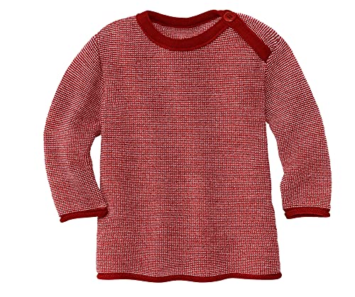 Disana Melange-Pullover, 100% Bio-Merinowolle GOTS, IVN Best | mit Knopfverschluss am Kragen | Baby Kleinkind Kind Unisex | Made in Germany | Bordeaux-Rosé Gr. 62-68 von Disana