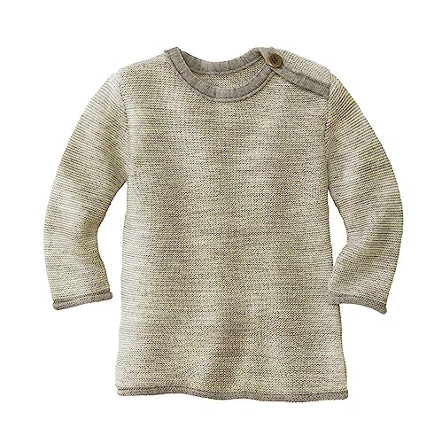 Disana Melange-Pullover, 100% Bio-Merinowolle GOTS, IVN Best | mit Knopfverschluss am Kragen | Baby Kleinkind Kind Unisex | Made in Germany | Grau-Natur Gr. 50-56 von Disana