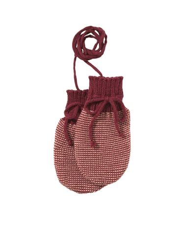 Disana STRICK-HANDSCHUHE, 100% Bio-Merinowolle GOTS, IVN Best | mit gestrickter Kordel | Newborn Neugeborene Baby Unisex | Baby Erstausstattung | Made in Germany | Cassis-Rosé von Disana