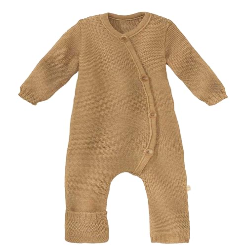 STRICK-OVERALL Baby & Kleinkind - 100% Bio-Merino – atmungsaktiv & bequem - unisex Gr. 50 – 80 - nachhaltig & fair - dehnbar, mit Umklappbündchen - made in Germany | Karamell Gr. 74-80 von Disana