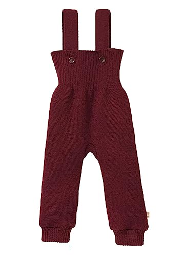 Disana STRICK-TRÄGERHOSE, 100% Bio-Merinowolle GOTS, IVN Best | mit hohem Bund | Newborn Baby Kleinkind Kind Unisex | Made in Germany |Cassis Gr. 50-56 von Disana