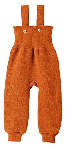 Disana Strick-TRÄGERHOSE, 100% Bio-Merinowolle GOTS, IVN Best | mit hohem Bund | Newborn Baby Kleinkind Kind Unisex | Made in Germany | Orange Gr. 62-68 von Disana