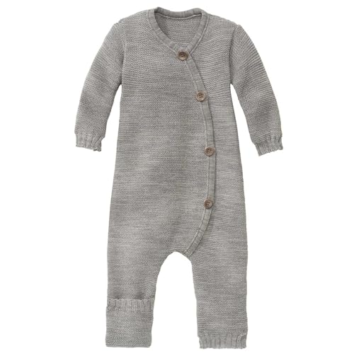 Disana STRICK-OVERALL, 100% Bio-Merinowolle GOTS, IVN Best | Mit Umklapp-Bündchen an den Beinen | Newborn Neugeborene Baby Unisex | Baby Erstausstattung | Made in Germany | Grau Gr. 50-56 von Disana