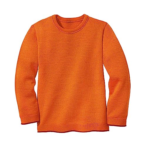 Disana Strick-Pullover, 100% Bio-Merinowolle GOTS, IVN Best | Zeitloses Design | Kleinkind, Kind, Unisex | Made in Germany| Orange Gr. 86-92 von Disana