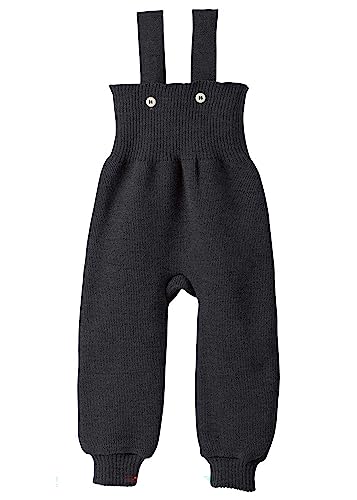 Disana STRICK-TRÄGERHOSE, 100% Bio-Merinowolle GOTS, IVN Best | mit hohem Bund | Newborn Baby Kleinkind Kind Unisex | Made in Germany |Anthrazit Gr. 50-56 von Disana