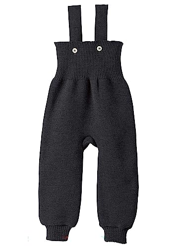 Disana Strick-TRÄGERHOSE Neugeborene & Kleinkind – 100% Bio-Merino – atmungsaktiv, warm Unisex Gr. 50 – 104 - nachhaltig & fair – mit hohem Bund - Made in Germany | Anthrazit Gr. 50-56 von Disana
