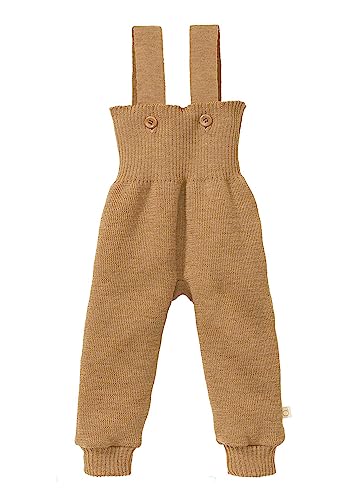 Disana STRICK-TRÄGERHOSE, 100% Bio-Merinowolle GOTS, IVN Best | mit hohem Bund | Newborn Baby Kleinkind Kind Unisex | Made in Germany |Karamell Gr. 50-56 von Disana