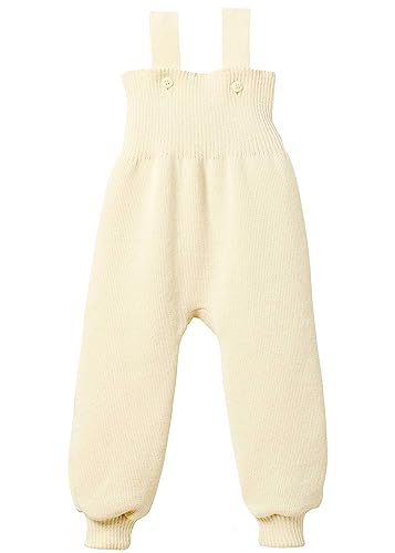 Disana STRICK-TRÄGERHOSE, 100% Bio-Merinowolle GOTS, IVN Best | mit hohem Bund | Newborn Baby Kleinkind Kind Unisex | Made in Germany |Natur Gr. 98-104 von Disana