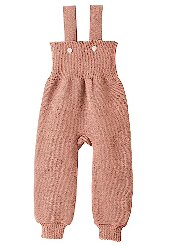 Disana STRICK-TRÄGERHOSE, 100% Bio-Merinowolle GOTS, IVN Best | mit hohem Bund | Newborn Baby Kleinkind Kind Unisex | Made in Germany |Rosé Gr. 74-80 von Disana