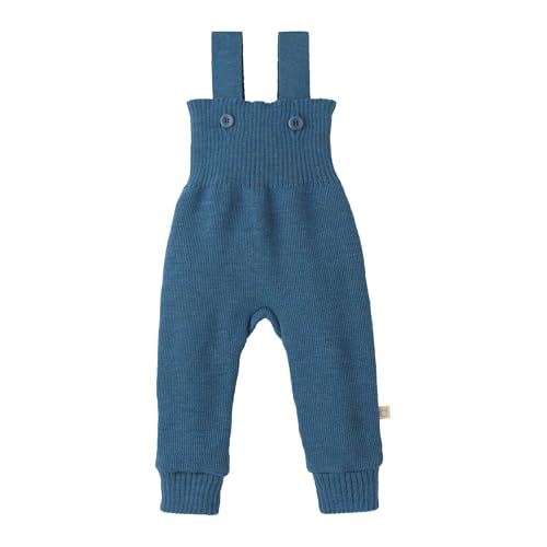 Disana Strick-TRÄGERHOSE Neugeborene & Kleinkind – 100% Bio-Merino – atmungsaktiv, warm Unisex Gr. 50 – 104 - nachhaltig & fair – mit hohem Bund - Made in Germany | Taubenblau Gr. 86-92 von Disana