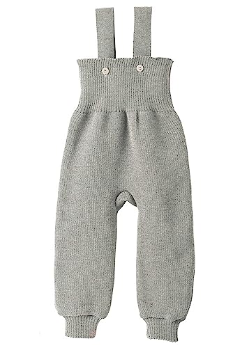 Disana STRICK-TRÄGERHOSE, 100% Bio-Merinowolle GOTS, IVN Best | mit hohem Bund | Newborn Baby Kleinkind Kind Unisex | Made in Germany |Grau Gr. 62-68 von Disana