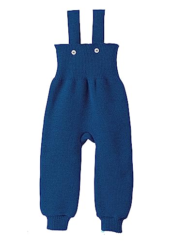 Disana STRICK-TRÄGERHOSE, 100% Bio-Merinowolle GOTS, IVN Best | mit hohem Bund | Newborn Baby Kleinkind Kind Unisex | Made in Germany |Marine Gr. 86-92 von Disana