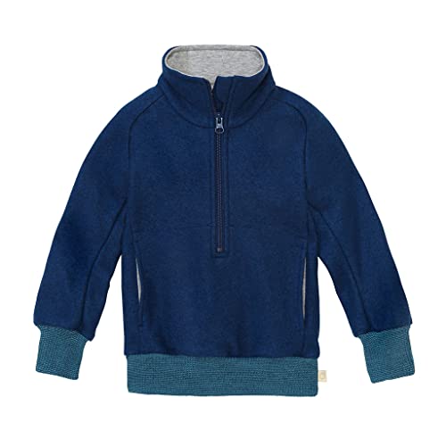 Disana Troyer, Leichter Sweater mit Reißverschluss | 100% Bio-Merinowolle GOTS, IVN Best | Baby Kleinkind Kind Unisex | Made in Germany | Marine Gr. 134-140 von Disana