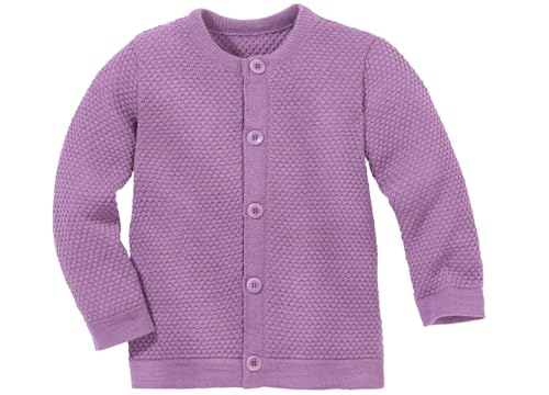 Disana WABENSTRICK-Jacke Kinder Sommer-Jacket | 100% Bio-Merinowolle | Frühjahr Sommer Herbst | Knopfleiste | Baby Kleinkind Kind Unisex | Made in Germany | GOTS IVN Zertifiziert | Flieder Gr. 98-104 von Disana
