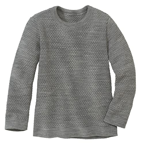 Disana WABENSTRICK-Pullover, Leichter Pullover für Frühling und Sommer | 100% Bio-Merinowolle GOTS, IVN Best | Kleinkind Kind Unisex | Made in Germany | Grau Gr. 122-128 von Disana