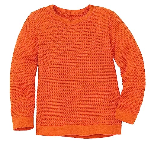 Disana WABENSTRICK-Pullover, Leichter Pullover für Frühling und Sommer | 100% Bio-Merinowolle GOTS, IVN Best | Kleinkind Kind Unisex | Made in Germany | Orange Gr. 110-116 von Disana