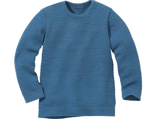 Disana WABENSTRICK-Pullover Kinder-Sommer-Pullover | 100% Bio-Merinowolle | Frühjahr Sommer Herbst | Baby Kleinkind Kind Unisex | Made in Germany | GOTS IVN Zertifiziert | Taubenblau Gr. 98-104 von Disana