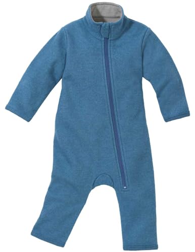Disana WALK-ANZUG Kinder-Overall Wollwalk Reißverschluss | 100% Bio-Merinowolle | Frühjahr Sommer Herbst | Kinnschutz | Baby Kleinkind Unisex | Made in Germany | GOTS IVN Best | Taubenblau Gr. 74-80 von Disana