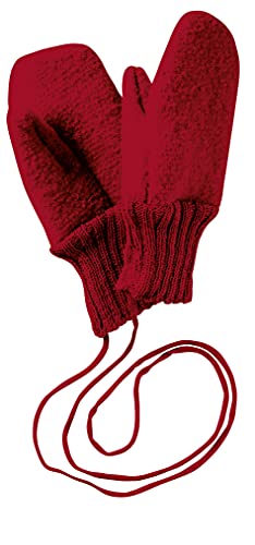 Disana WALK-HANDSCHUHE Baby & Kinder - 100% Bio-Merino, Wollwalk – wetterfest & super warm - unisex in 3 Größen - nachhaltig & fair – mit Strickkordel verbunden - made in Germany | Bordeaux Gr. 3 von Disana