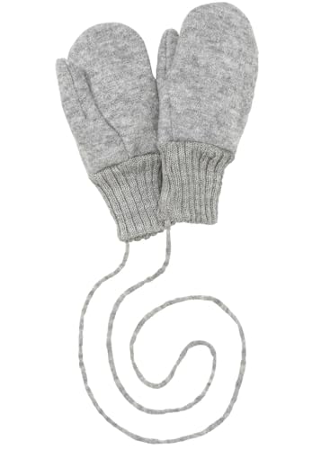 Disana WALK-HANDSCHUHE Baby & Kinder - 100% Bio-Merino, Wollwalk – wetterfest & super warm - unisex in 3 Größen - nachhaltig & fair – mit Strickkordel verbunden - made in Germany | Grau Gr. 2 von Disana