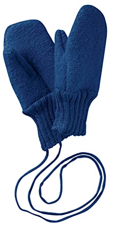 Disana WALK-HANDSCHUHE Baby & Kinder - 100% Bio-Merino, Wollwalk – wetterfest & super warm - unisex in 3 Größen - nachhaltig & fair – mit Strickkordel verbunden - made in Germany | Marine Gr. 2 von Disana