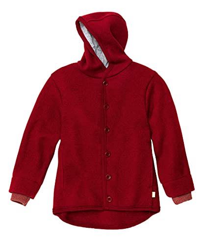 Disana WALK-JACKE, 100% Bio-Merinowolle GOTS, IVN Best | mit Kapuze | Baby Kleinkind Kind Unisex | Made in Germany | Bordeaux Gr. 110-116 von Disana